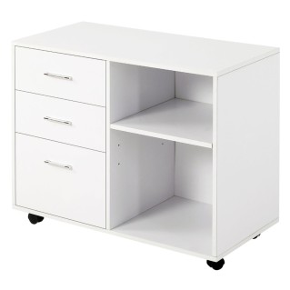 Mueble auxiliar con ruedas OLYMPIA, diseño moderno y funcional, en madera color Blanco