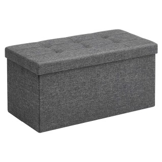 Banco con Almacenaje ENOCK, en Madera y Tela, color Gris Oscuro
