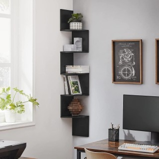 Estantería de pared LINSDAY, Diseño Moderno, en Madera color Negro