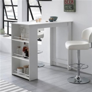 Mesa de Oficina con estantes YOLI, Diseño moderno, en madera color blanco