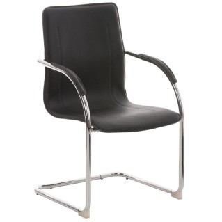 Sillas de confidente FLAP, estructura metálica y elegante diseño en piel color negro