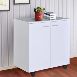 Armario auxiliar con Ruedas ORLEANS en Madera color Blanco