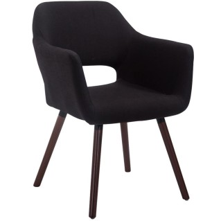 Silla de Confidente KALUM, Patas Nogal, Tela Negra