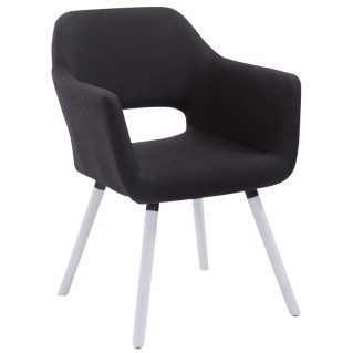 Silla de Confidente KALUM, Patas Blancas, Tela Negra