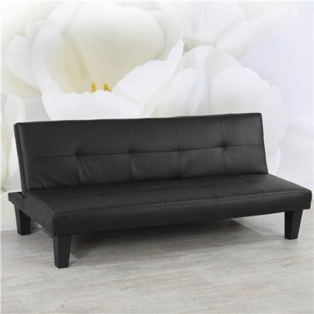 Sofá plegable de 3 plazas DAVO, muy versátil y cómodo, bonito diseño con capitoné en piel color negro