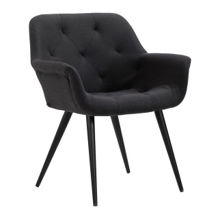 Silla de Confidente LIDIA, Patas Negras, en Tela color Negro
