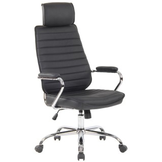 Sillón Ejecutivo modelo RENO, estructura metal, en piel genuina color Negro
