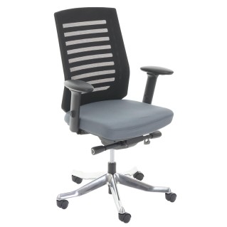 Silla de oficina LIENA, respaldo ergonómico, en tela y malla, color gris