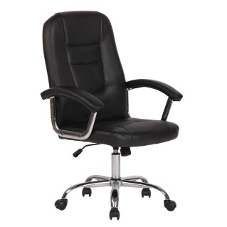 Silla de oficina TRAVIS, grueso acolchado, en piel color negro