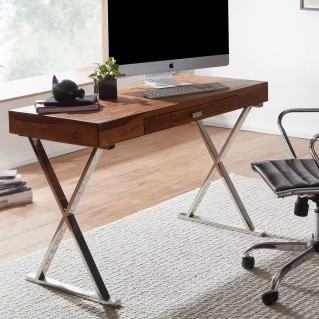 Mesa de Oficina JULIETTE de Metal Cromado y Madera