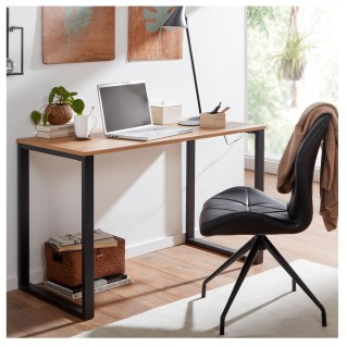 Mesa de oficina KODY, estructura metal, tablero en madera color Roble