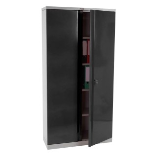 Armario archivador CARIN 2 PUERTAS 182x92x37 cm, gran capacidad y máxima robustez, color negro