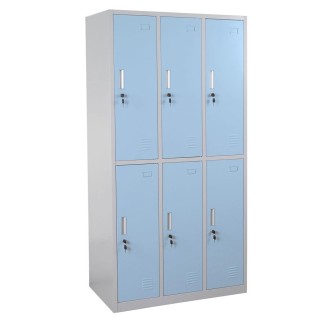 Taquilla Metálica COOPER, 6 Puertas con Cerradura, Color Azul