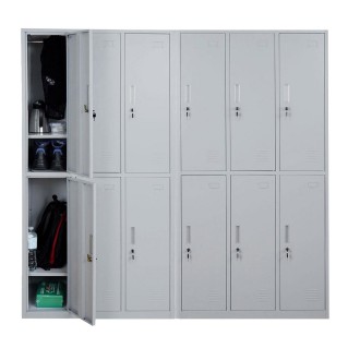 Taquilla Metálica COOPER, 12 Puertas con Cerradura, Color Gris