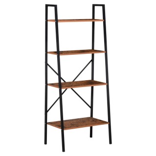 Estantería LINDE, 60x35x145 cm, Diseño Moderno, en Metal y Madera, color Negro y Marrón