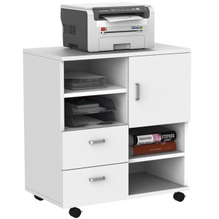 Mueble auxiliar con ruedas TITAN, diseño moderno y funcional, en madera color Blanco
