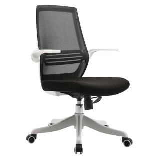 Silla de Oficina NEKKAR, brazos abatibles, blanco y negro