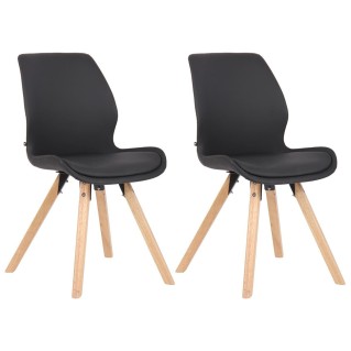 Lote 2 sillas de confidente KALI, estructura de madera, color negro
