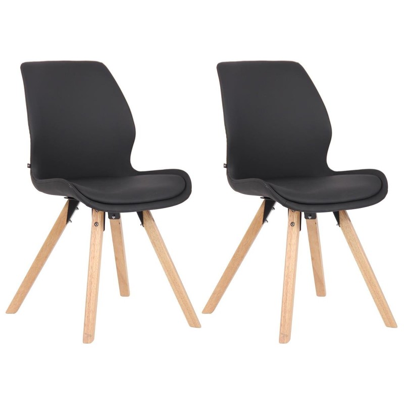 Lote 2 sillas de confidente KALI, estructura de madera, color negro