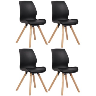 Lote 4 sillas de confidente KALI, estructura de madera, color negro