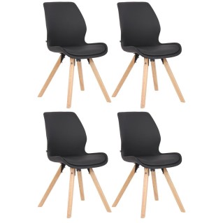 Lote 4 sillas de confidente KALI, estructura de madera, color negro