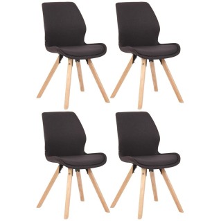 Lote 4 sillas de confidente KALI, estructura de madera, color negro