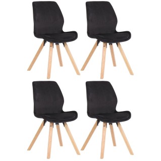 Lote 4 sillas de confidente KALI, estructura de madera, color negro