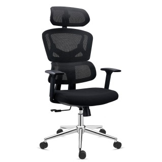 Silla de oficina ergonómica SIDNEY, uso 8 horas, en negro