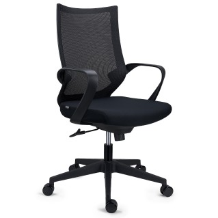 Silla de Oficina SINTRA, respaldo de malla transpirable, En Negro
