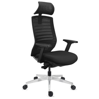 Silla Ergonómica TAURUS con Reposacabezas en Malla Negra