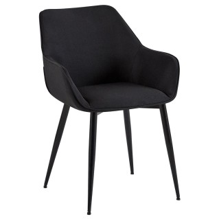 Silla de Confidente MAYA, Patas Negras, en Tela color Negro