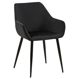 Silla de Confidente MAYA, Patas Negras, en Terciopelo color Negro