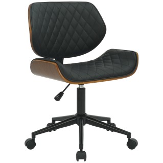 Silla de Oficina SAOKO en Madera Nogal y Piel color Negro