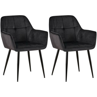 Lote de 2 Sillas de Confidente AMISA en Terciopelo color Negro