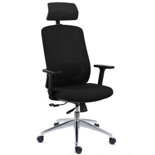 Silla de Oficina Ergonómica ASTRA LUX, Reposacabezas, En Negro
