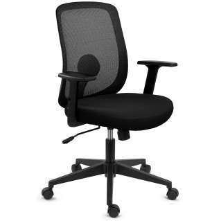 Silla de Oficina VESPA, Soporte Lumbar, Malla y Tela Negra