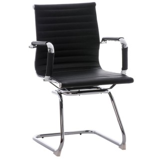 Silla de confidente ergonómica CAMERON en piel natural color negro