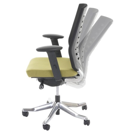 Silla de oficina LIENA, respaldo ergonómico, en tela y malla, color verde