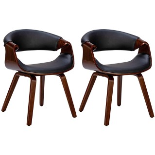 Silla de Confidente MARGOT, marco de madera, en piel color negro