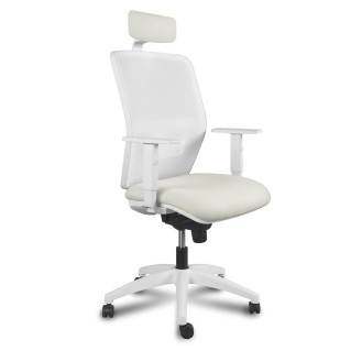 Silla ergonómica POLAR, reposacebzas, marco blanco, en Blanco