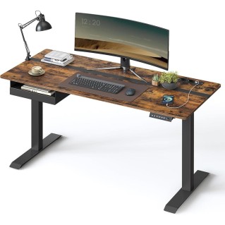 Mesa Ajustable EVEREST, Moderna y versátil, en color Marrón Rústico y Negro