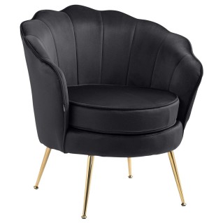 Sillón KIEL, Patas Metálicas Doradas, en Terciopelo Negro