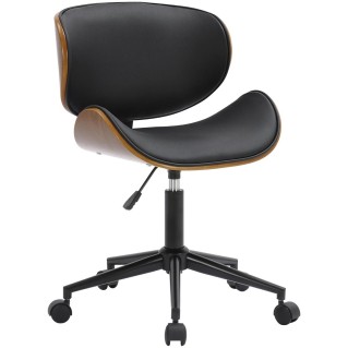 Silla de Oficina KINET en Madera Nogal y Piel color Negro