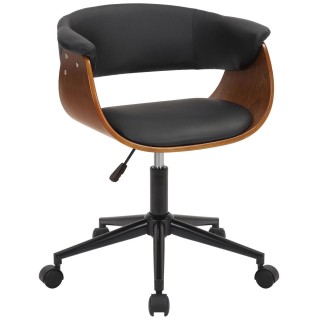 Silla de Oficina ARCHER en Madera Nogal y Piel color Negro
