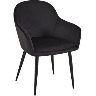 Silla de Confidente TAMARA, Patas Negras, en Terciopelo color Negro