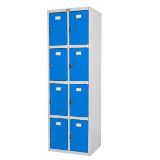 Taquilla BERIT 8 PUERTAS, 183x58x50 cm, gran capacidad con ocho compartimentos individuales y máxima robustez, color azul