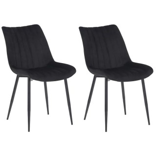Lote de 2 Sillas de Confidente ZEFIR, Patas Metálicas, en Terciopelo color Negro